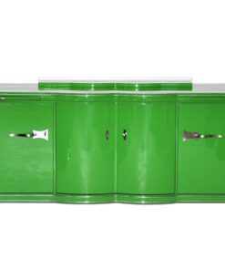 Art Deco Sideboard, highglosslacquer in poison green ,interior in highgloss black, 14 applied layers of paint, wonderful straight body