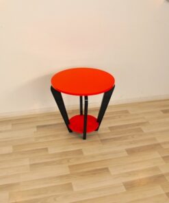 Wonderfulr Art Deco Sidetable, unique color (fire red), handpolished