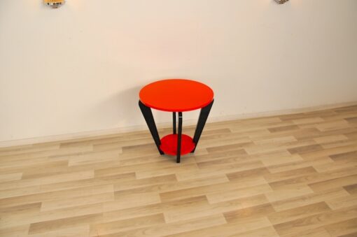 Wonderfulr Art Deco Sidetable, unique color (fire red), handpolished