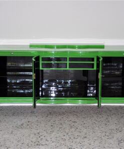 Art Deco Sideboard, highglosslacquer in poison green ,interior in highgloss black, 14 applied layers of paint, wonderful straight body
