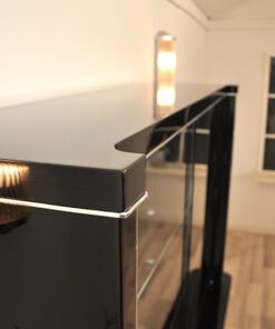 Art Deco Vitrine, hollow throat, lighting, highgloss black