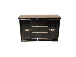 Art Deco Sideboard, wonderful chrome fittings, extension plate with piano lacquer