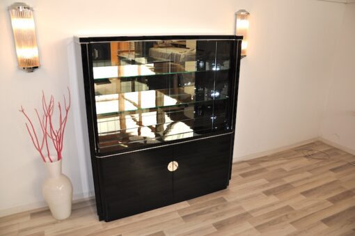 Art Deco Vitrine, hollow throat, lighting, highgloss black