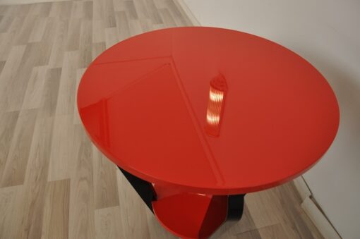 Wonderfulr Art Deco Sidetable, unique color (fire red), handpolished