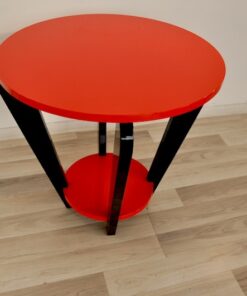 Wonderfulr Art Deco Sidetable, unique color (fire red), handpolished