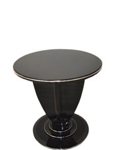 Art Deco Side Table, unique Design, pointing feet, chromebars
