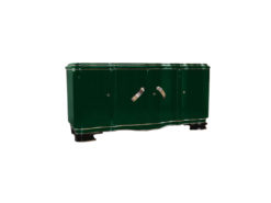 XXL Art Deco Sideboard, Jaguar racing green pianolacquer, massive chromhandles, 4 swung doors, Belgium1929, plenty of storage space