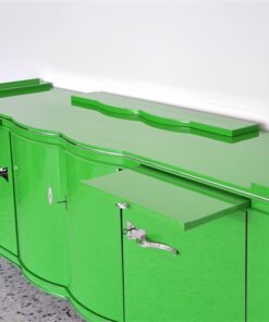 Art Deco Sideboard, highglosslacquer in poison green ,interior in highgloss black, 14 applied layers of paint, wonderful straight body