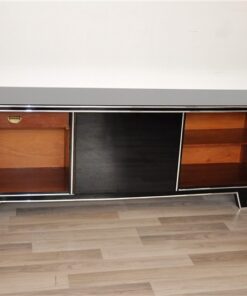 Art Deco Lowboard, classic body, rotating chromebars, clean interior, topplate made of lacobelglas