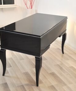 Art Deco lady desk, unique design, rare body form, original curved legs, clean interior