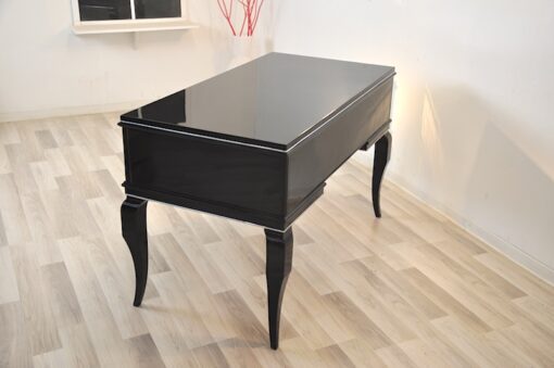 Art Deco lady desk, unique design, rare body form, original curved legs, clean interior