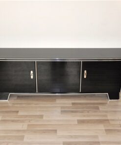 Art Deco Lowboard, classic body, rotating chromebars, clean interior, topplate made of lacobelglas