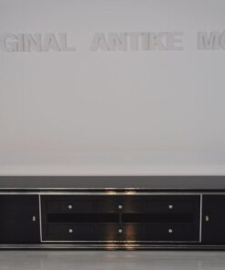 Art Deco Lowboard, Width 2,5m - with 2 doors and 6 drawers, chrome handles and original keys, highgloss black, handpolished
