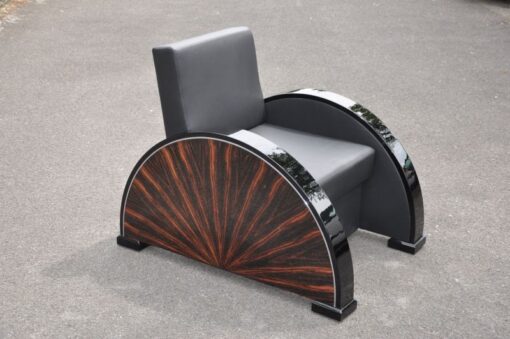 Art Deco Armchair, star furnier, handpolished, best quality, aniline leather, pianolacquer
