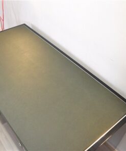 elegant and timeless design,jaguar green leatherplate , 2 compartments on the backside, big chromehandels and apllications