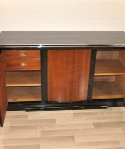 pianolacquer in highgloss black, noble wooden furnier, plenty of storage, extension with fabric topping