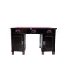Art Deco Desk, unique Design, pink fittings, pink topplate and feet, clean interior in black, painted backboard