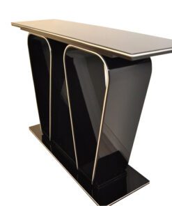 Art Deco Console, black pianolacquer, chromebars, elegant design