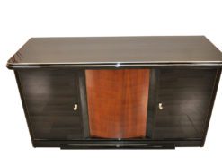 pianolacquer in highgloss black, noble wooden furnier, plenty of storage, extension with fabric topping