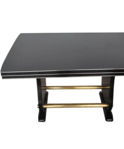 Art Deco Dining Table, highgloss black pianolacquer, great design with two brassrods, rotating chromelines, germany 1928
