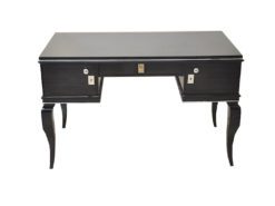 Art Deco lady desk, unique design, rare body form, original curved legs, clean interior