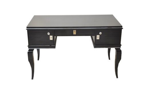 Art Deco lady desk, unique design, rare body form, original curved legs, clean interior
