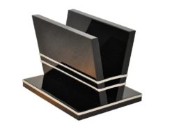 Art Deco Newspaper Stand, timeless design in high gloss black, with three beautiful chromelines, furniture, design piece, elegant