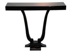 Art Deco, antique, original, rare, console, Lyra, high gloss, black, unique, high quality, elegant, living room, restored, french