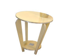 Art Deco table, wonderful shape, handpolished, chromelines, ivory paintjob, unique furniture