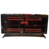 Art Deco Sideboard, wonderful Design, red ornamentation, interior and fittings also in red, big curved doors, 2 big drawers