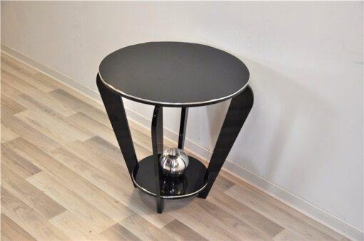 Art Deco Sidetable, chromeball, rare curved legs, chromebars, handpolished