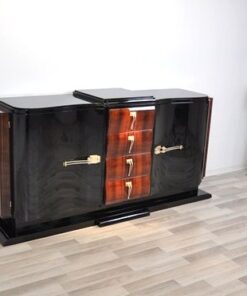 Art Deco Sideboard, france 1935, highgloss black pianolacquer, rosewood furnier, swing doors