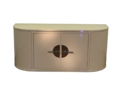 Art Deco Sideboard, wonderful body, big chromefittings, highgloss white, france 1935
