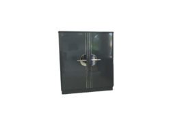 Art Deco Cabinet, circulating chromebars, big chrome fittings, handpolished, shelves and drawers