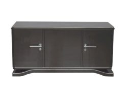 Lowboard Sideboard in Metallic Grey, highgloss paintjob, unique design,great body language, chromehandles