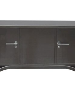 Lowboard Sideboard in Metallic Grey, highgloss paintjob, unique design,great body language, chromehandles