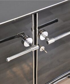 Petite Art Deco Commode, highgloss black, chrome elements, great feet