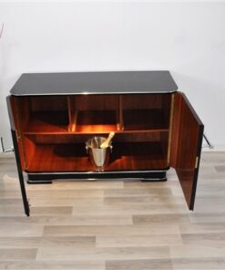 Petite Art Deco Commode, highgloss black, chrome elements, great feet