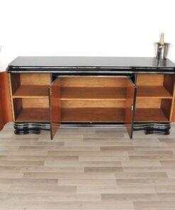 Art Deco Lowboard, Sideboard, big drawer, great feet, highglossblack pianolacquer, swing doors