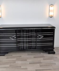 Art Deco Sideboard, Chromliner, Pianolacquer, great handles, plenty of storage space, absolute Eyecatcher