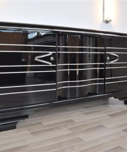 Art Deco Sideboard, Chromliner, Pianolacquer, great handles, plenty of storage space, absolute Eyecatcher