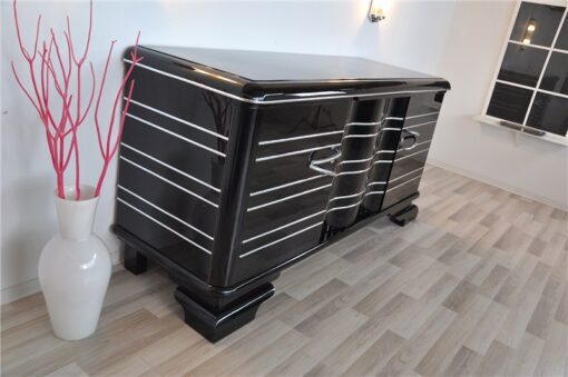 Art Deco Sideboard, Chromliner, Pianolacquer, great handles, plenty of storage space, absolute Eyecatcher