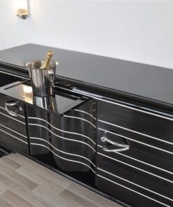 Art Deco Sideboard, Chromliner, Pianolacquer, great handles, plenty of storage space, absolute Eyecatcher
