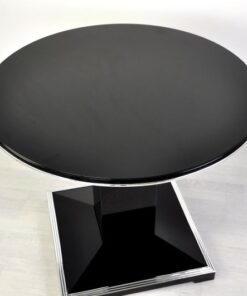 french Loungetable, Art Deco, chromeapplications,square foot, fine Details, france 1935, lacobel glass plate