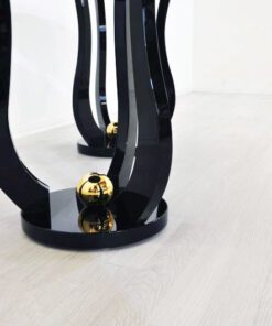 Art Deco Sidetables, wonderful legs, decorative golden ball , pianolacquer, highgloss surface