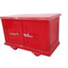 Red Art Deco commode, wonderfull color, big chromehandles, matt black interior, unique design