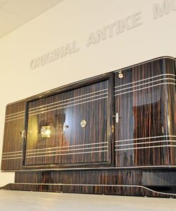 Art Deco Sideboard, design, furniture, macassar, high gloss, storage, cabinet, chrome, living room, buffet, antique, restored, vintage