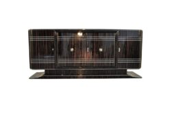 Art Deco Sideboard, design, furniture, macassar, high gloss, storage, cabinet, chrome, living room, buffet, antique, restored, vintage