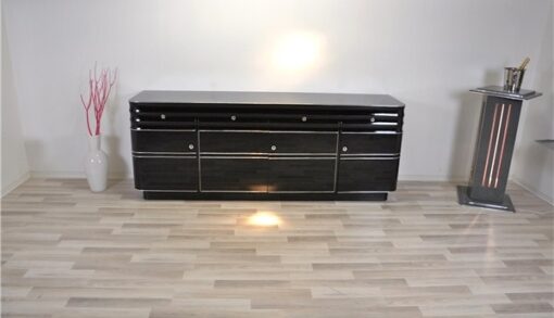 Art Deco, Sideboard, Buffet, XXL, extra big, chromliner, chromelines, highgloss, black, pianolacquer, design, furniture, storage, living room