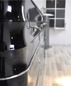 Art Deco, Sideboard, Buffet, XXL, extra big, chromliner, chromelines, highgloss, black, pianolacquer, design, furniture, storage, living room